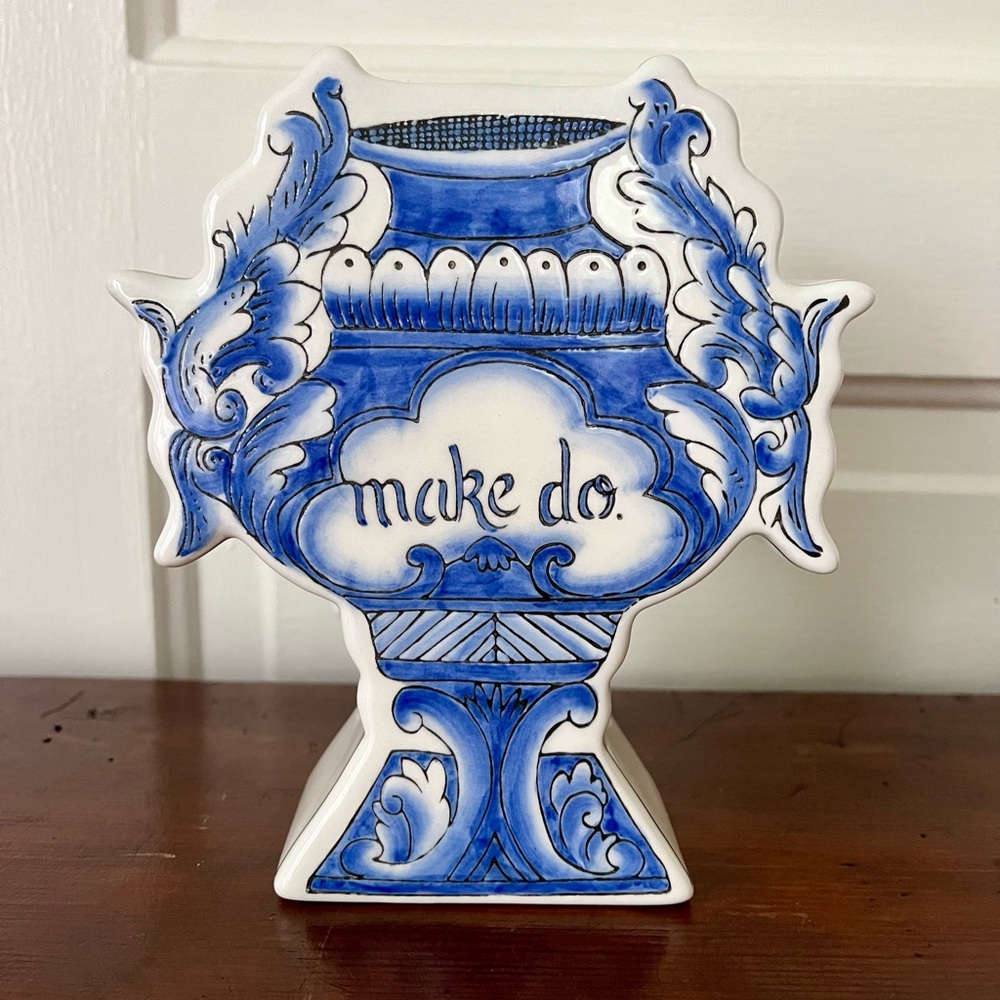 Retired Molly Hatch for Anthropologie “Make Do” Vase Urn Blue and White